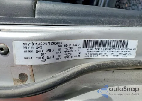 2003 Jeep Grand Cherokee Laredo z USA, uszkodzony, nr VIN 1J4GW48S33C612443